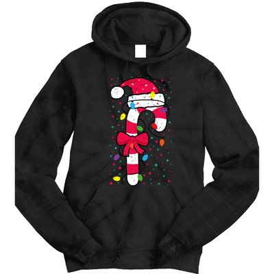 Candy Cane Crew Christmas Lights Family Matching Xmas Tie Dye Hoodie