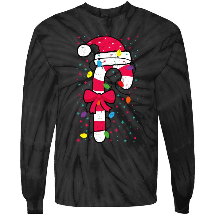 Candy Cane Crew Christmas Lights Family Matching Xmas Tie-Dye Long Sleeve Shirt