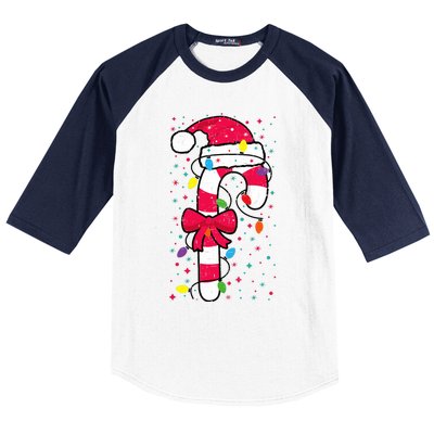 Candy Cane Crew Christmas Lights Family Matching Xmas Baseball Sleeve Shirt