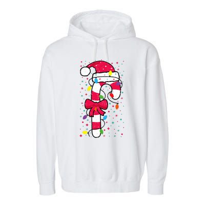 Candy Cane Crew Christmas Lights Family Matching Xmas Garment-Dyed Fleece Hoodie