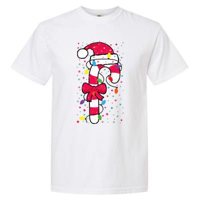 Candy Cane Crew Christmas Lights Family Matching Xmas Garment-Dyed Heavyweight T-Shirt