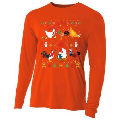 Chicken Collection Christmas Sweater Santa Chicken Farmer Cooling Performance Long Sleeve Crew