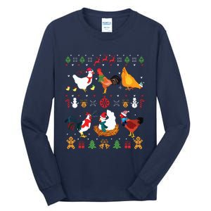 Chicken Collection Christmas Sweater Santa Chicken Farmer Tall Long Sleeve T-Shirt