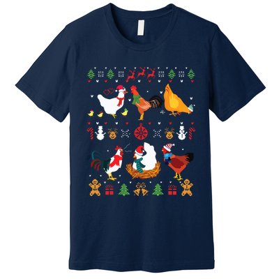 Chicken Collection Christmas Sweater Santa Chicken Farmer Premium T-Shirt