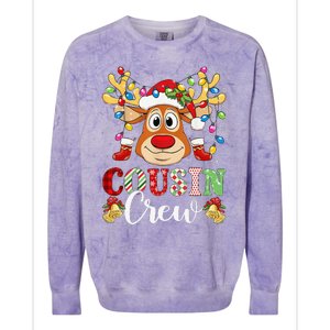 Christmas Cousin Crew Reindeer Santa Hat Lightsns Colorblast Crewneck Sweatshirt