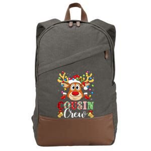 Christmas Cousin Crew Reindeer Santa Hat Lightsns Cotton Canvas Backpack