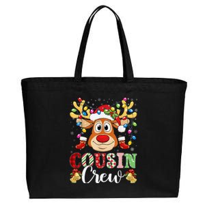 Christmas Cousin Crew Reindeer Santa Hat Lightsns Cotton Canvas Jumbo Tote