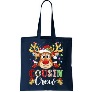 Christmas Cousin Crew Reindeer Santa Hat Lightsns Tote Bag