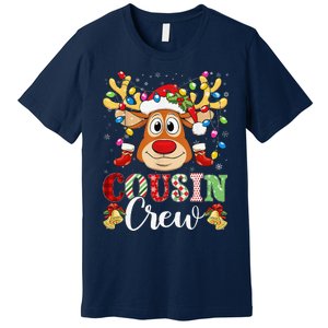 Christmas Cousin Crew Reindeer Santa Hat Lightsns Premium T-Shirt