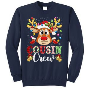 Christmas Cousin Crew Reindeer Santa Hat Lightsns Tall Sweatshirt