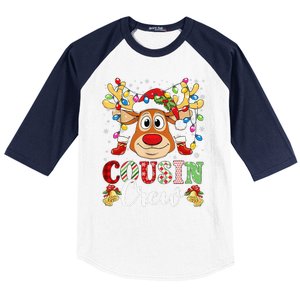 Christmas Cousin Crew Reindeer Santa Hat Lightsns Baseball Sleeve Shirt