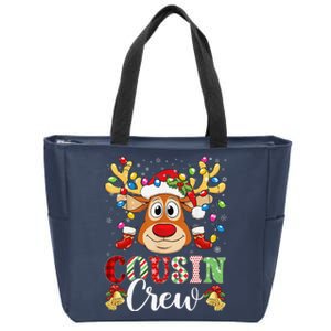 Christmas Cousin Crew Reindeer Santa Hat Lightsns Zip Tote Bag