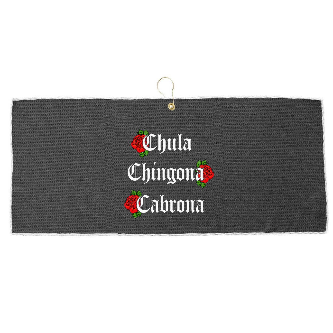 Chula Chingona Cabrona Mecican Large Microfiber Waffle Golf Towel