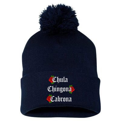 Chula Chingona Cabrona Mecican Pom Pom 12in Knit Beanie