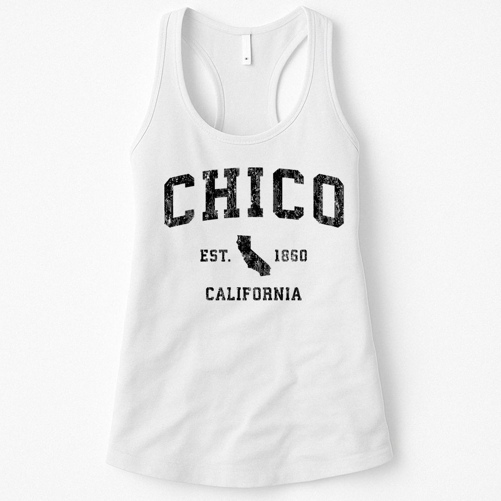 Chico California Ca Vintage Athletic Sports Design Hood Womens Tank Top