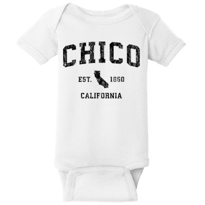 Chico California Ca Vintage Athletic Sports Design Hood Baby Bodysuit