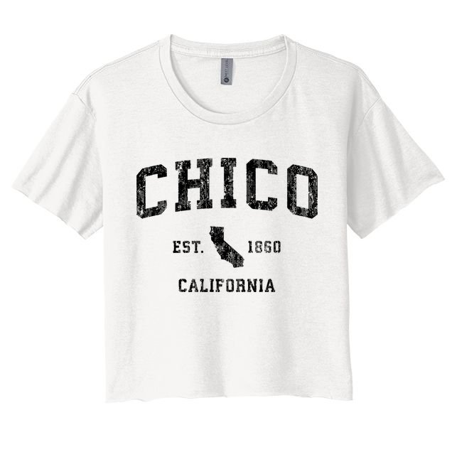 Chico California Ca Vintage Athletic Sports Design Hood Crop Top