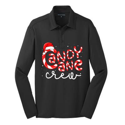 Candy Cane Crew Christmas Squad Xmas Family Matching Santa Silk Touch Performance Long Sleeve Polo