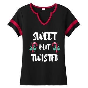 Christmas Candy Cane Sweet But Twisted Xmas Funny Holiday Gift Ladies Halftime Notch Neck Tee