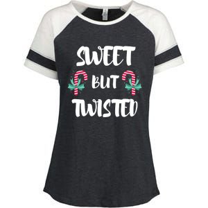 Christmas Candy Cane Sweet But Twisted Xmas Funny Holiday Gift Enza Ladies Jersey Colorblock Tee