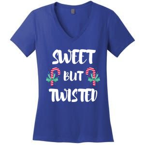 Christmas Candy Cane Sweet But Twisted Xmas Funny Holiday Gift Women's V-Neck T-Shirt