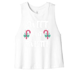 Christmas Candy Cane Sweet But Twisted Xmas Funny Holiday Gift Women's Racerback Cropped Tank