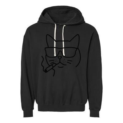 Cool Carthusian Cat With Cigarette And Sunglasses Garment-Dyed Fleece Hoodie