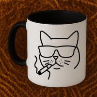 Cool Carthusian Cat With Cigarette And Sunglasses Mug