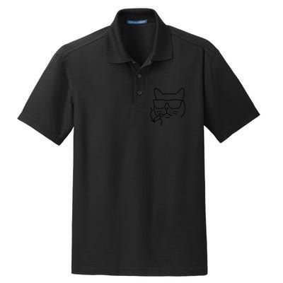 Cool Carthusian Cat With Cigarette And Sunglasses Dry Zone Grid Polo