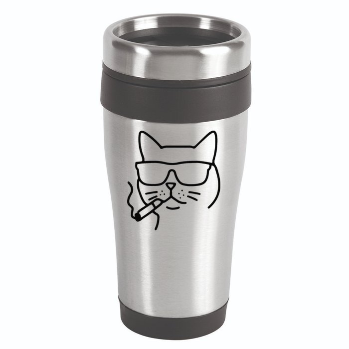 Cool Carthusian Cat With Cigarette And Sunglasses 16oz Travel Tumbler