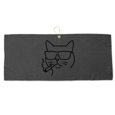 Cool Carthusian Cat With Cigarette And Sunglasses Large Microfiber Waffle Golf Towel