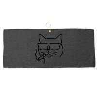 Cool Carthusian Cat With Cigarette And Sunglasses Large Microfiber Waffle Golf Towel