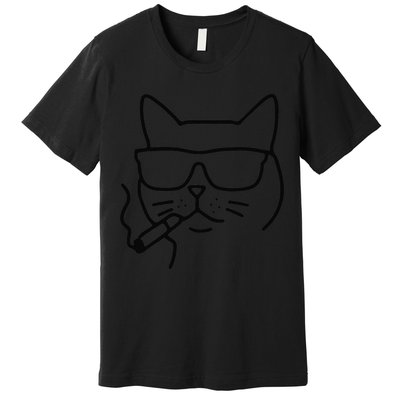 Cool Carthusian Cat With Cigarette And Sunglasses Premium T-Shirt