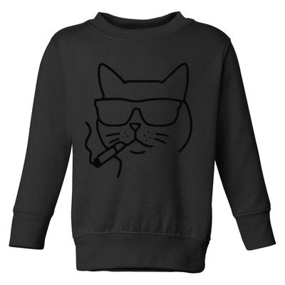 Cool Carthusian Cat With Cigarette And Sunglasses Toddler Sweatshirt