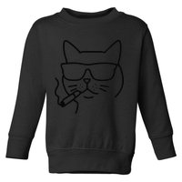 Cool Carthusian Cat With Cigarette And Sunglasses Toddler Sweatshirt