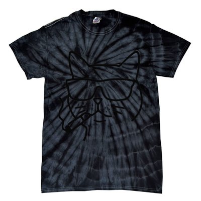 Cool Carthusian Cat With Cigarette And Sunglasses Tie-Dye T-Shirt