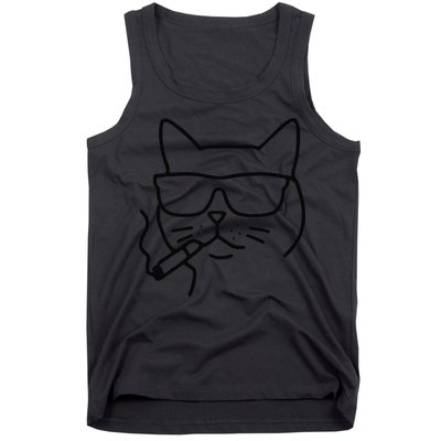 Cool Carthusian Cat With Cigarette And Sunglasses Tank Top