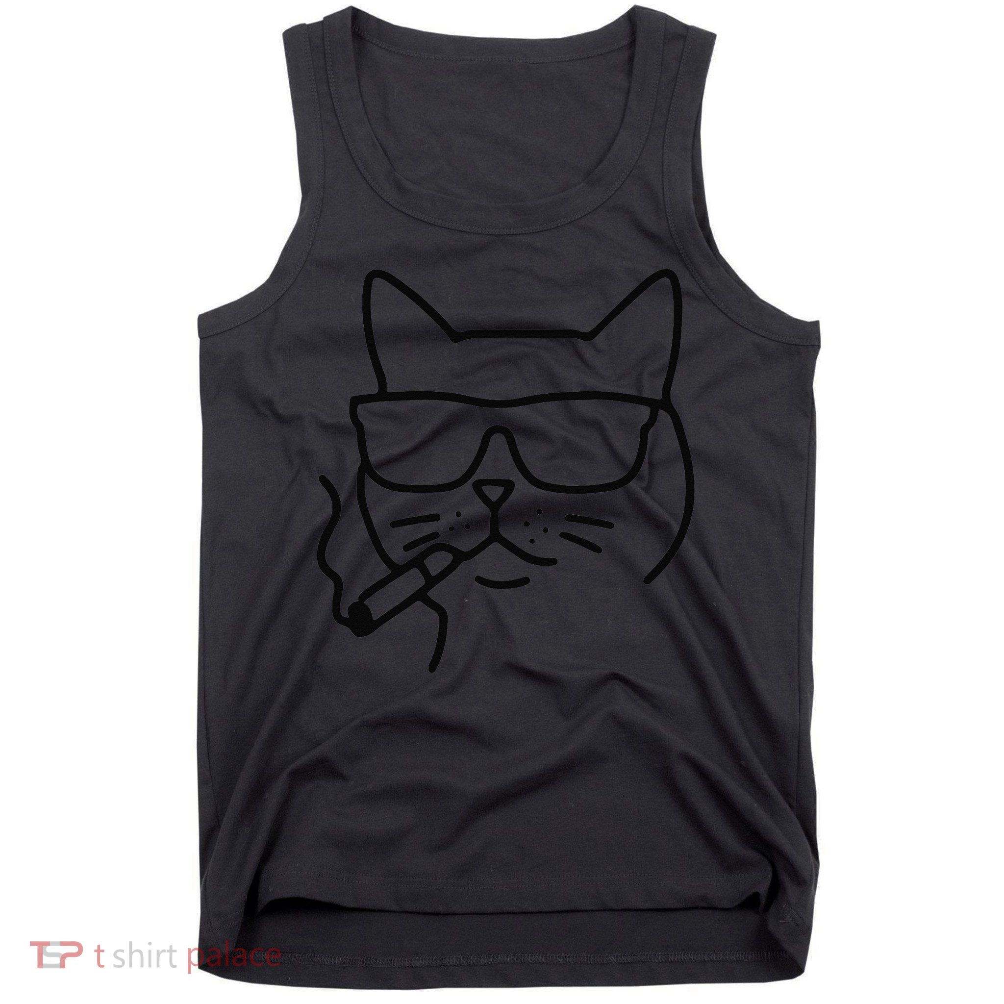 Cool Carthusian Cat With Cigarette And Sunglasses Tank Top