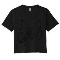 Cool Carthusian Cat With Cigarette And Sunglasses Crop Top