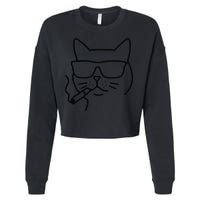 Cool Carthusian Cat With Cigarette And Sunglasses Cropped Pullover Crew