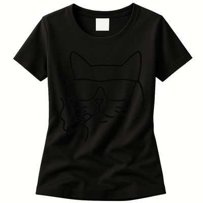 Cool Carthusian Cat With Cigarette And Sunglasses Womens T-Shirt