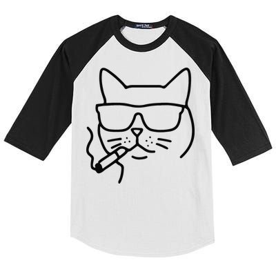 Cool Carthusian Cat With Cigarette And Sunglasses Kids Colorblock Raglan Jersey