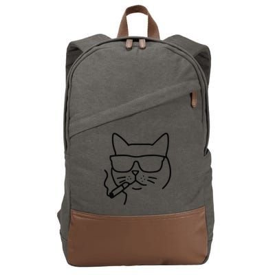Cool Carthusian Cat With Cigarette And Sunglasses Cotton Canvas Backpack