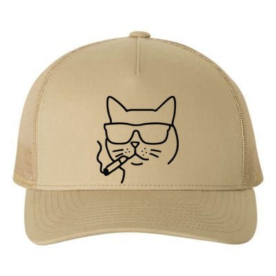 Cool Carthusian Cat With Cigarette And Sunglasses Yupoong Adult 5-Panel Trucker Hat
