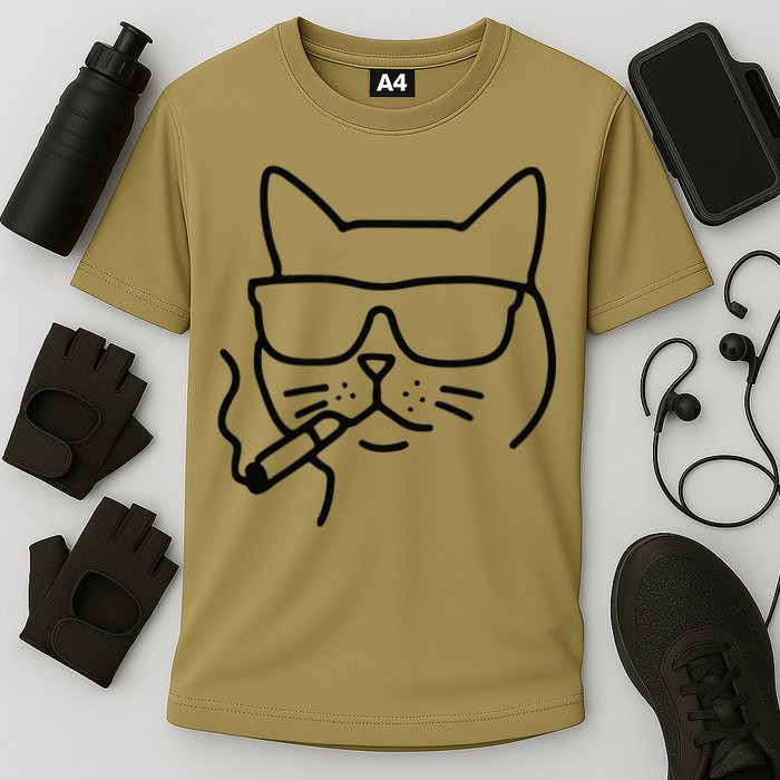 Cool Carthusian Cat With Cigarette And Sunglasses Performance Shirt
