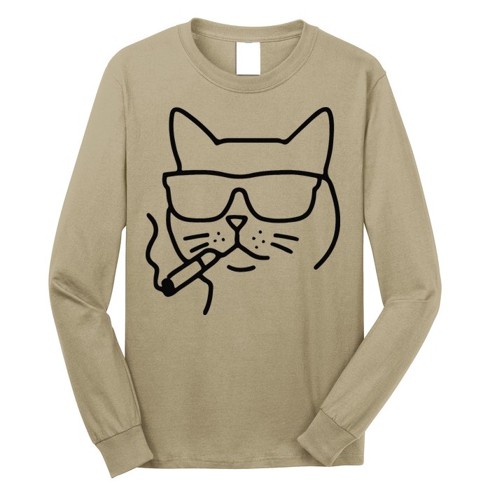 Cool Carthusian Cat With Cigarette And Sunglasses Long Sleeve Shirt