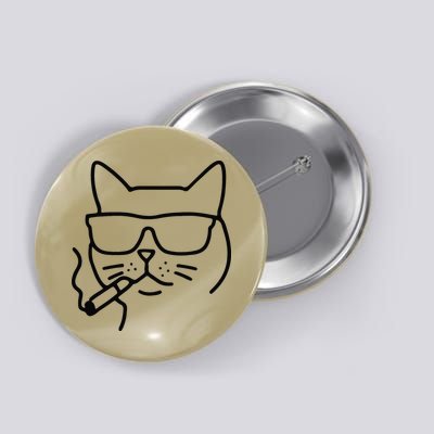 Cool Carthusian Cat With Cigarette And Sunglasses Button