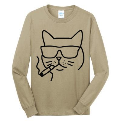 Cool Carthusian Cat With Cigarette And Sunglasses Tall Long Sleeve T-Shirt