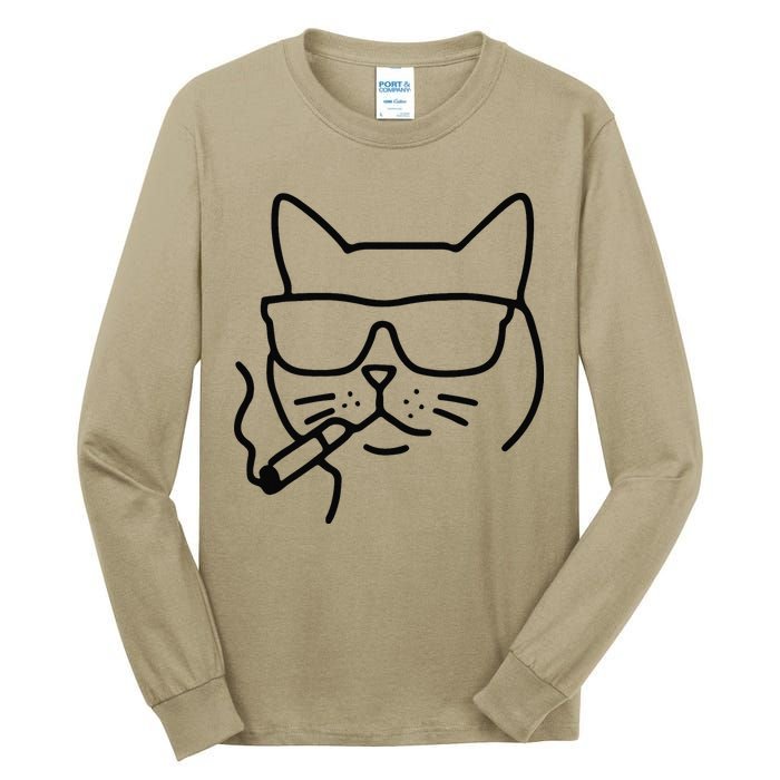 Cool Carthusian Cat With Cigarette And Sunglasses Tall Long Sleeve T-Shirt