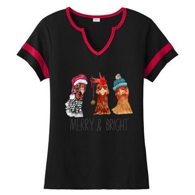 Cute Chickens Christmas Christmas Farm Animal Funny Holiday Ladies Halftime Notch Neck Tee